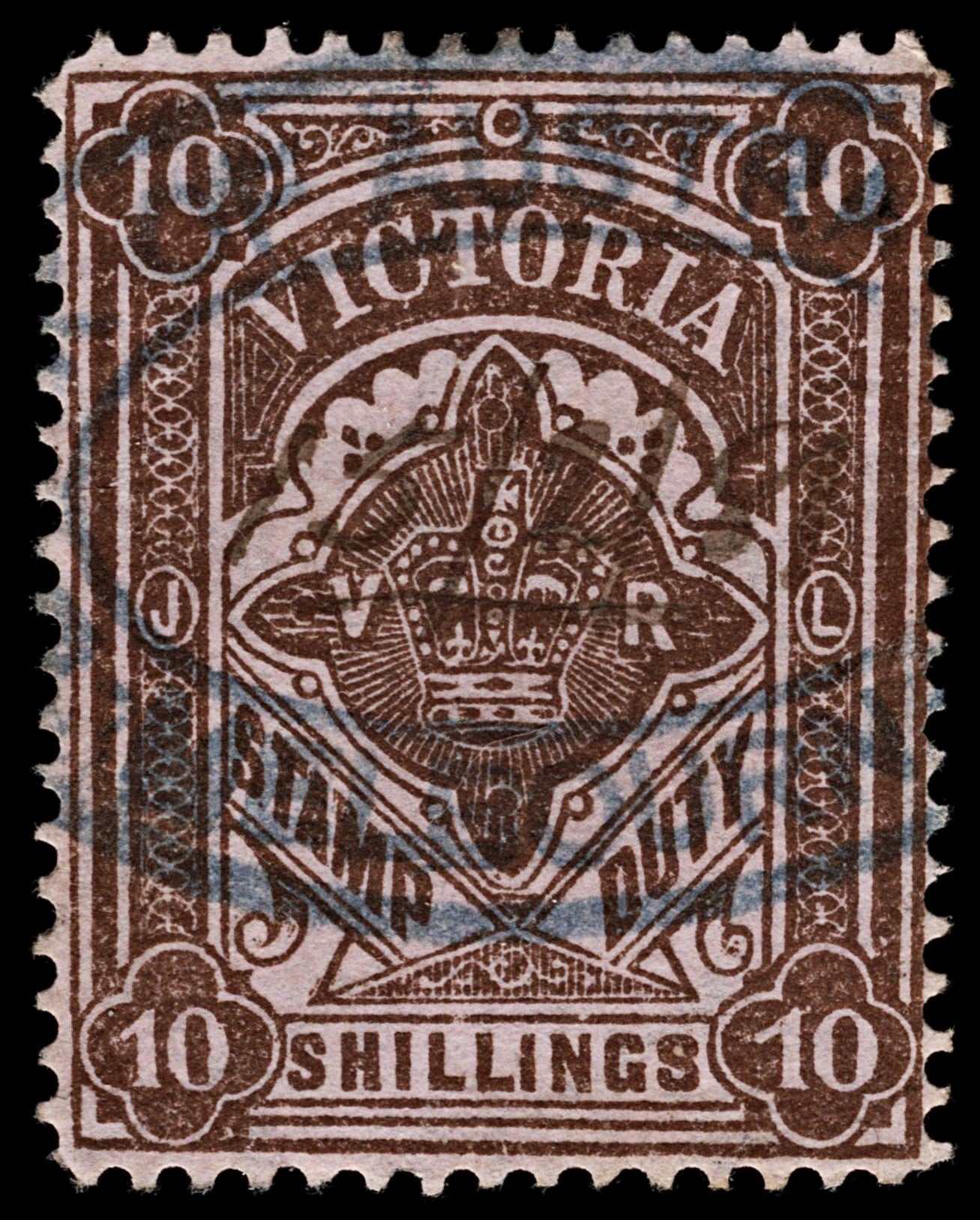 4235 Victoria SG261 10s Brown on Pink. Stamp Duty. 1884. Sc# AR45 Mi ST25 Fine Used. C£130