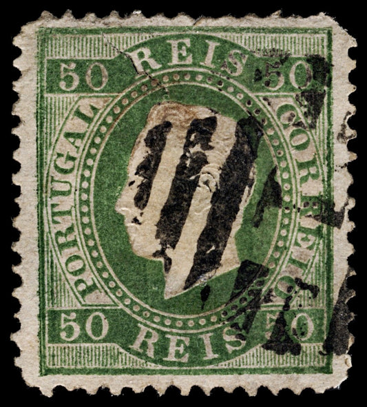 4265 Portugal SG84 50 Reis Green. P12½. 1871. Sc#42 Mi39xB Minor Perf Faults. C£50