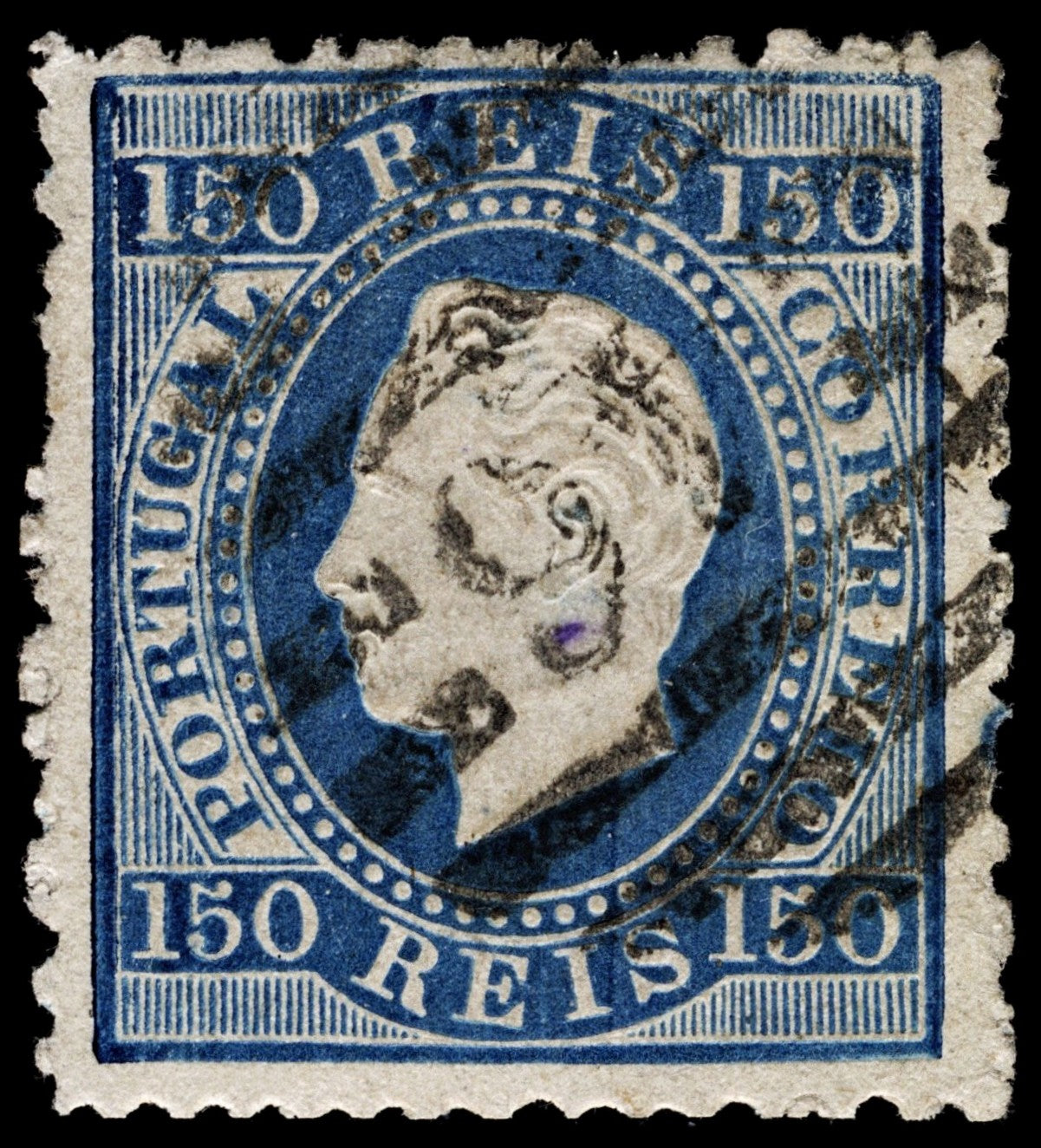 4269 Portugal SG95 150 Reis Dull Blue. Ordinary Paper. 1876. Sc#47 Mi43xB Fine Used. C£70