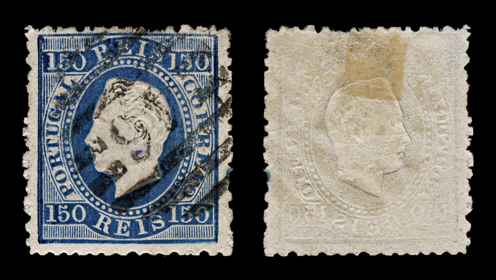 4269 Portugal SG95 150 Reis Dull Blue. Ordinary Paper. 1876. Sc#47 Mi43xB Fine Used. C£70