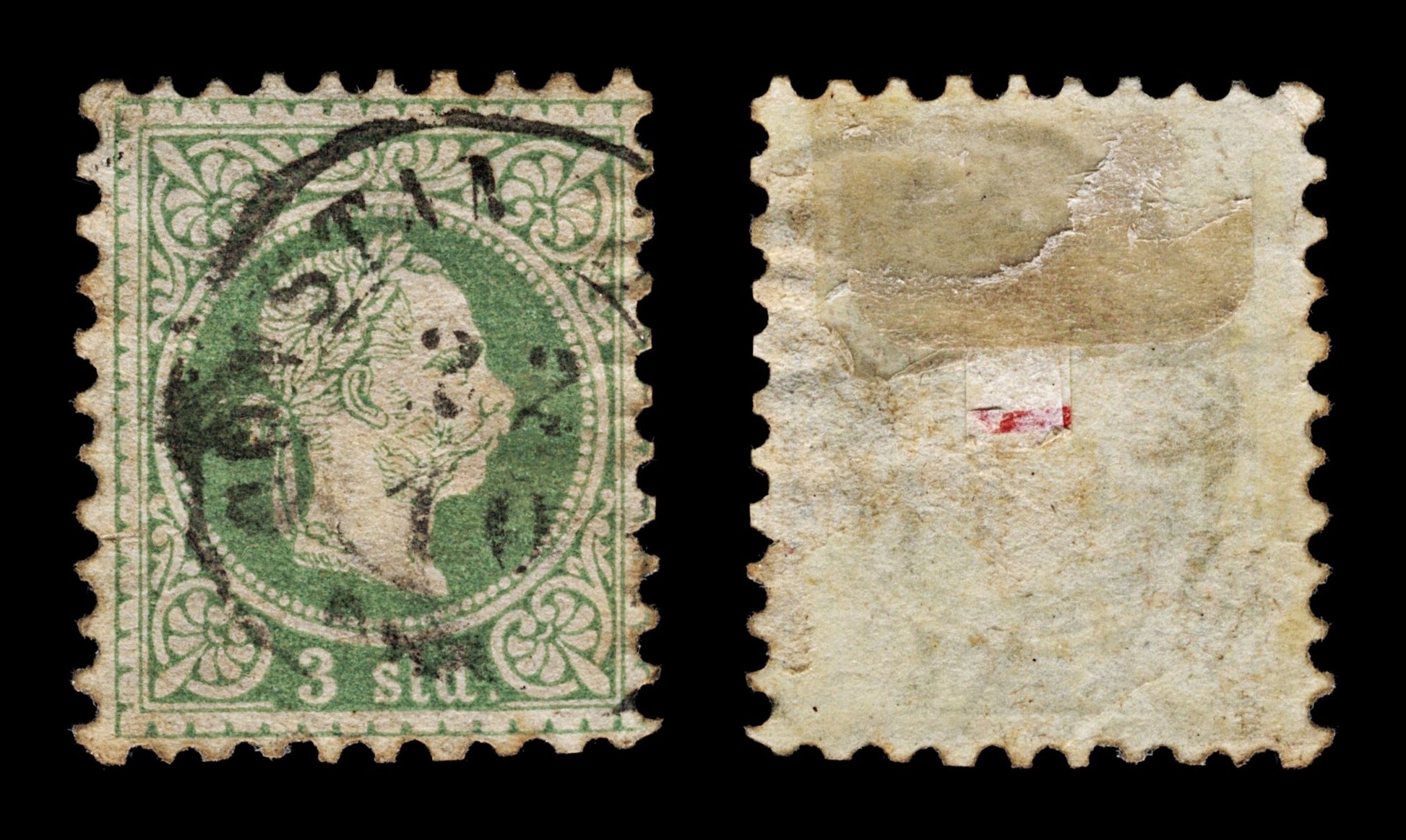 4272 Turkey - Austrian Post Offices SG2 3 Sld Green. 1867. Sc#2 Mi2Ia Fine Used. C£70