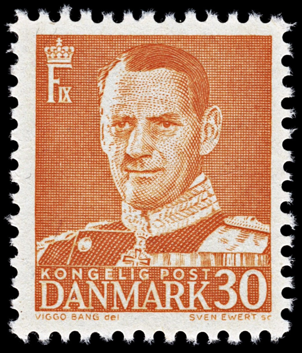 4307 Denmark SG363a 30 Ore Orange. 1950. Sc#309a Mi308III MNH Mint. C£11