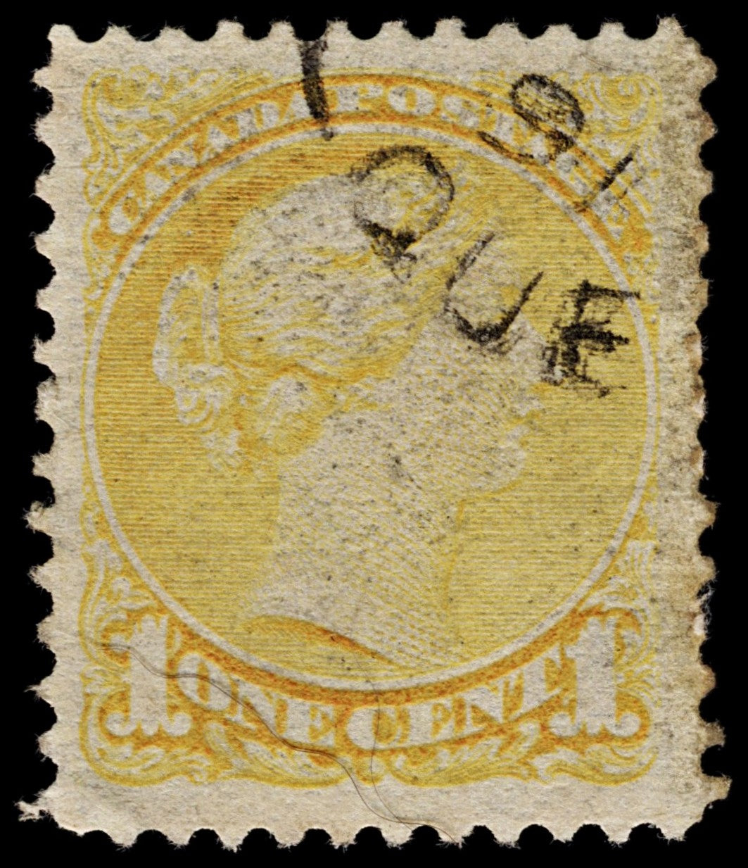 4317 Canada SG93 1c Lemon. Wove Paper. 1879. Sc#35iii Fine Used. C£21