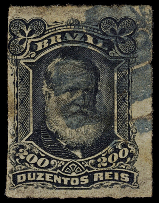 4366 Brazil SG62 200 Reis Black. 1877. Sc#73 Mi43 Good Used. C£19