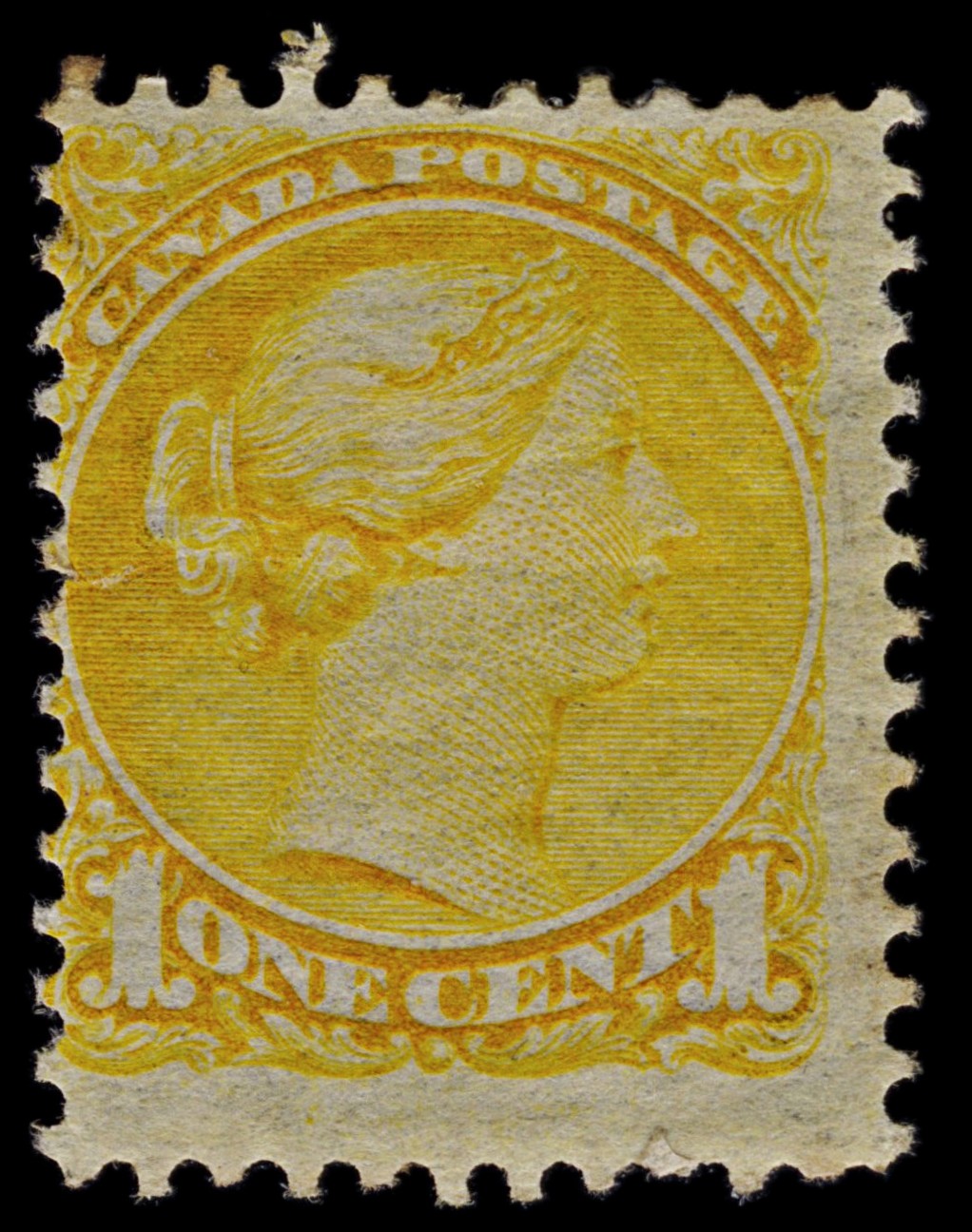 4369 Canada SG75 1c Bright Yellow. Wove Paper. P12. 1870. Sc#35 Mi26aA MM Mint. C£50