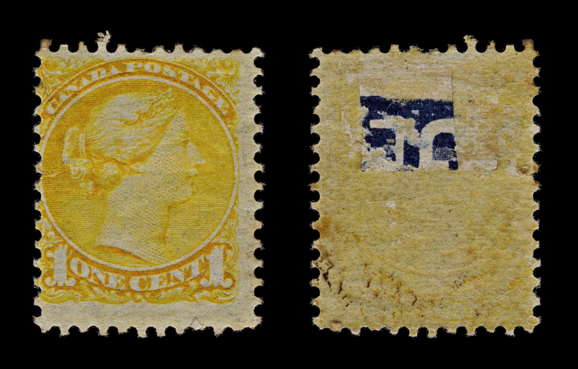 4369 Canada SG75 1c Bright Yellow. Wove Paper. P12. 1870. Sc#35 Mi26aA MM Mint. C£50