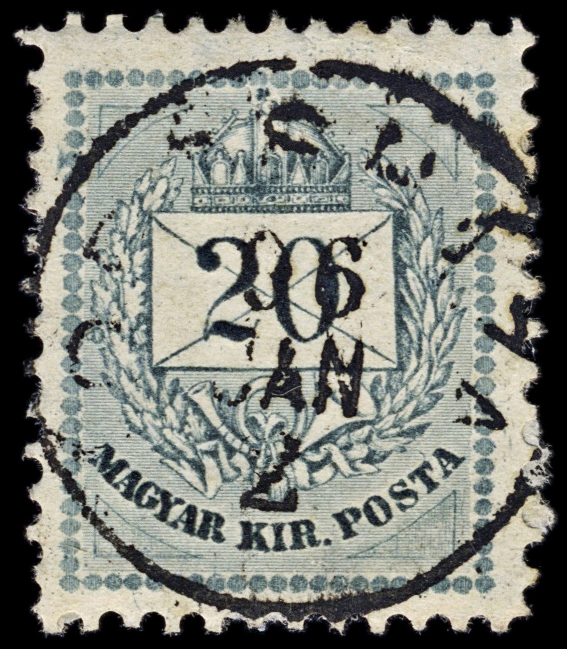 4414 Hungary SG19ab 20kr Grey-Blue. 1876. Sc#17b Mi19aB Fine Used. C£45