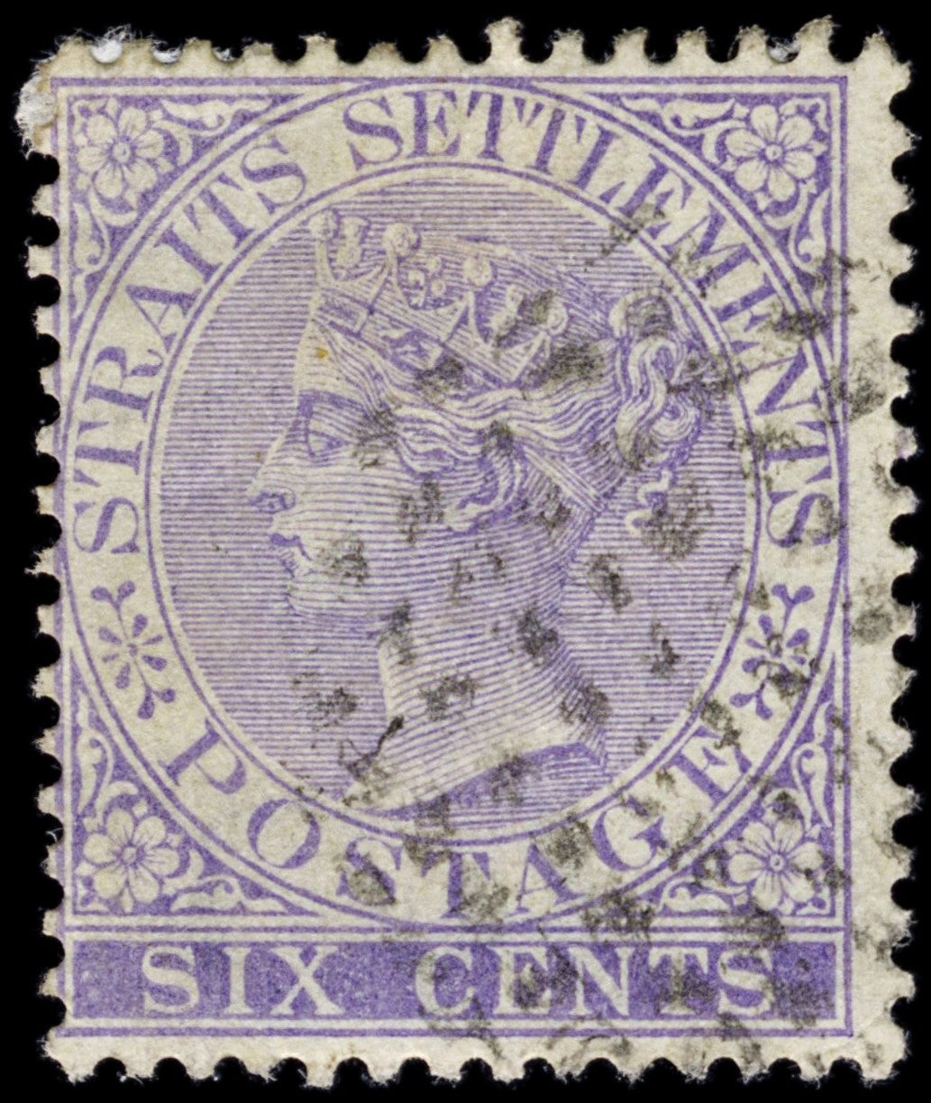 4416 Straits Settlements SG66 6c Lilac. 1884. Sc#48a Mi32b Fine Used. C£26