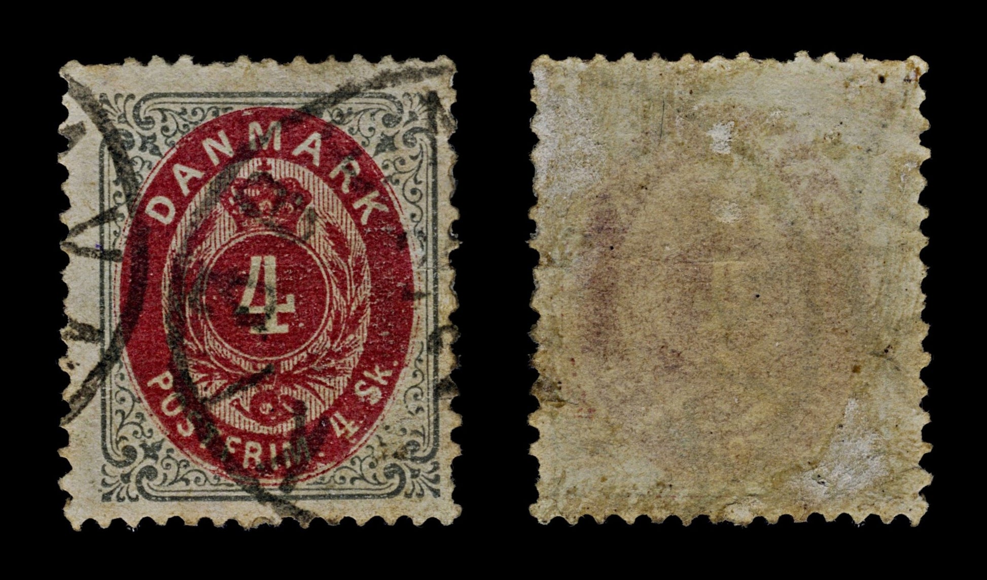 4451 Denmark SG44 4Sk Grey & Red. 1870. Sc#18 Mi18IA Good Used. C£20