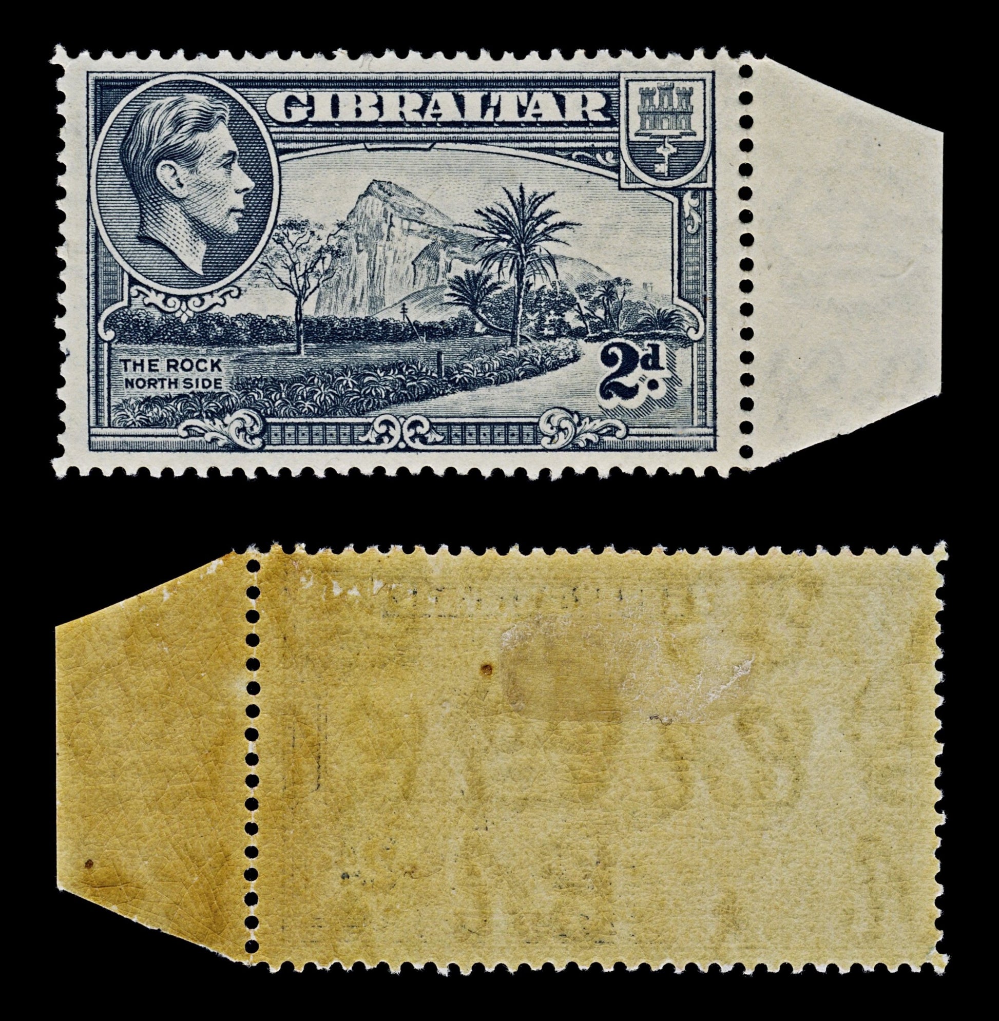 4489 Gibraltar SG124 2d Grey. P14. 1938. Sc#110a Mi110B LMM Mint. C£32