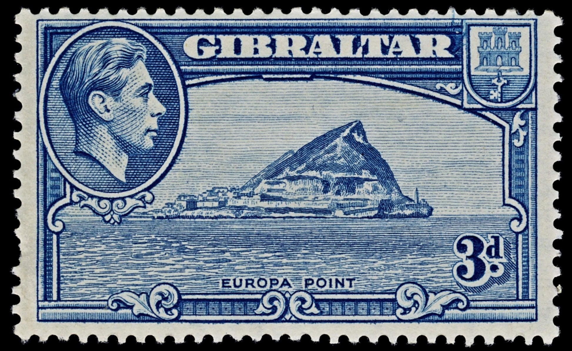 4490 Gibraltar SG125 3d Light Blue. P13½. 1938. Sc#111b Mi111C LMM Mint. C£45