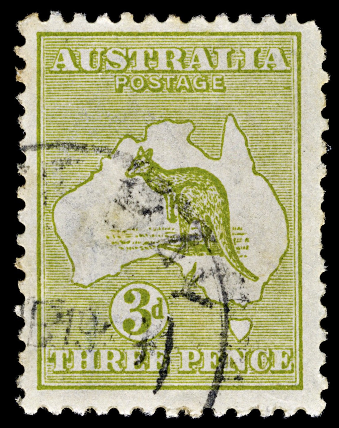 4731 Australia SG37d 3d Yellow-Olive. Die II. 1915. Sc#47a Mi43XII Used. C£55