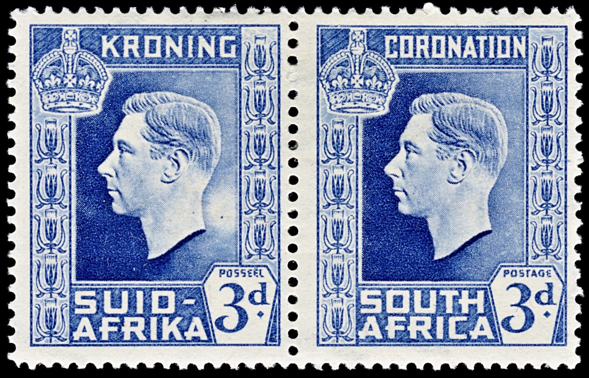 4734 South Africa SG74 3d Ultramarine. Large White Patch. 1937. Sc#77 Mi115-116 MM Mint. C£140