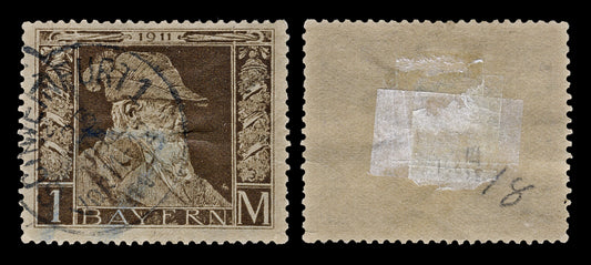 4740 Bavaria SG148 1M Brown on Grey-Brown. 1911. Sc#86 Mi86I Used. C£65