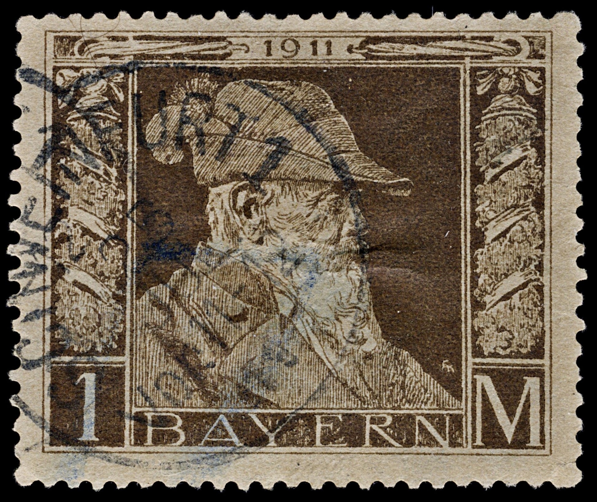 4740 Bavaria SG148 1M Brown on Grey-Brown. 1911. Sc#86 Mi86I Used. C£65