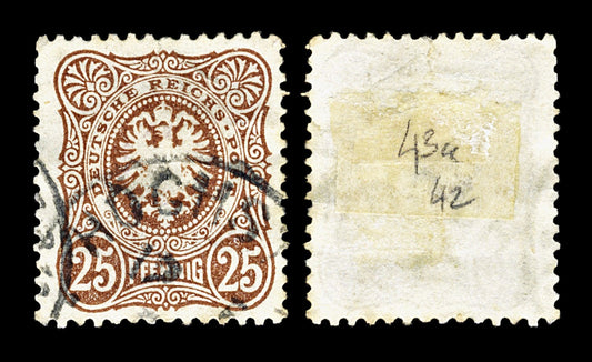 4750 Germany SG43a 25pf Reddish-Brown. 1883. Mi43Ib Used. C£42