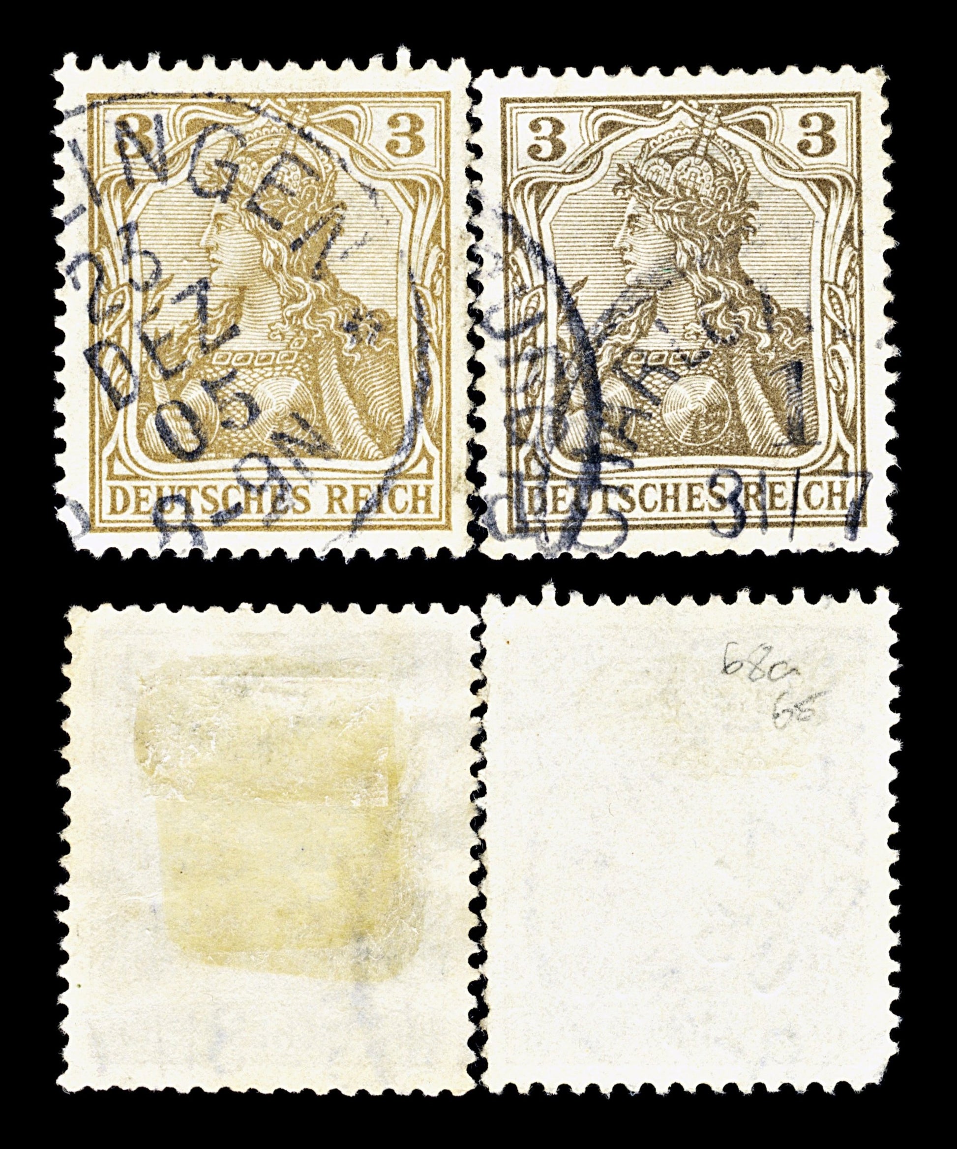 4751 Germany SG68a 3pf Yellow-Brown. 1902. Mi69b Used. C£65