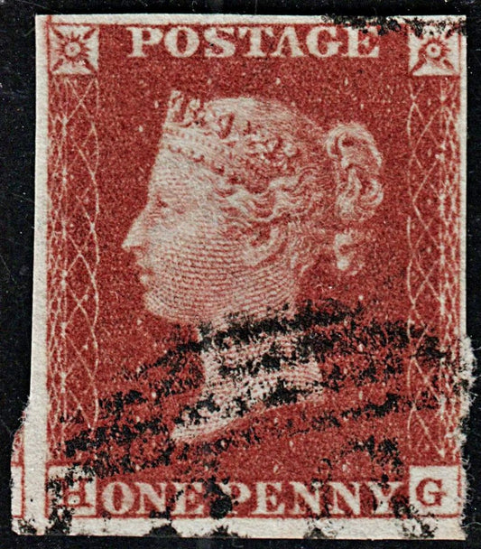 3667 GB 1d Red 1846. SG8 Sc3 Mi3. Spec BS28h Plate 72. "HG". 4 Margins. c£38