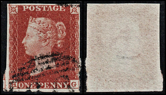 3667 GB 1d Red 1846. SG8 Sc3 Mi3. Spec BS28h Plate 72. "HG". 4 Margins. c£38