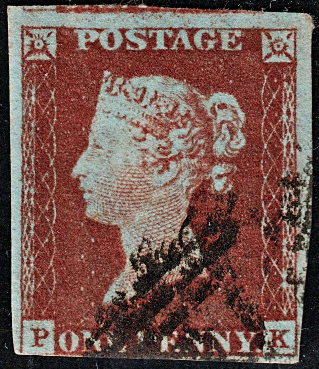 3673 GB 1d Red 1842. SG8 Sc3 Mi3. Spec BS16 Plate 27. "PK". 3½ Margins. c£60