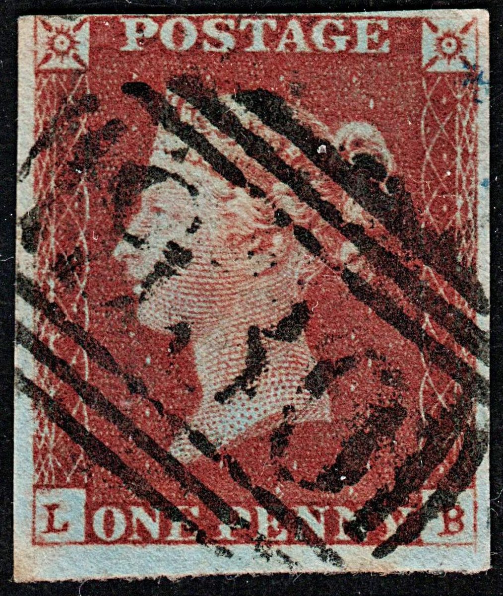 3677 GB 1d Red 1848. SG8 Sc3 Mi3. Spec BS29e. Plate 85. "LB". 4 Margins. c£35