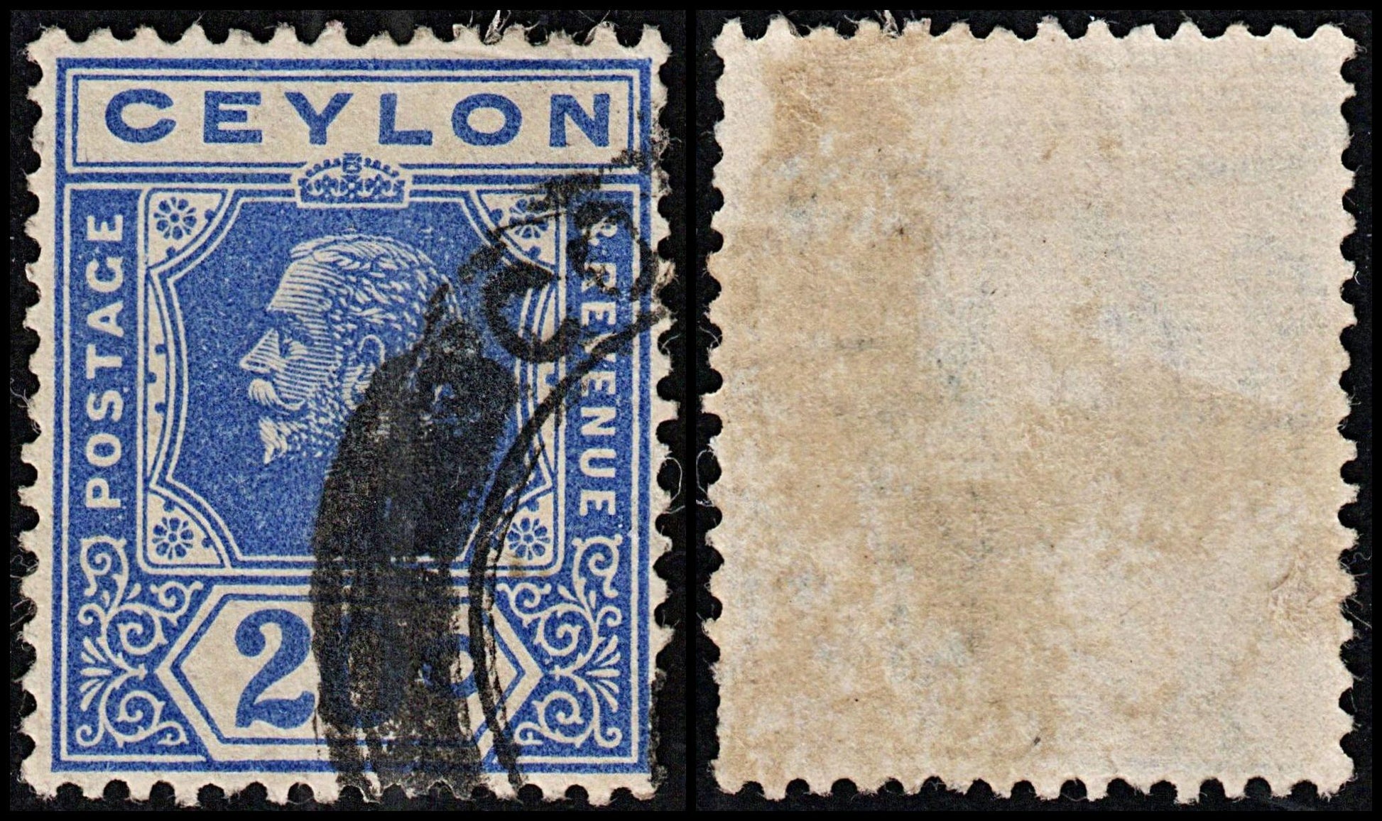 3718 CEYLON 20c Bright blue 1922. SG350 Sc237a. Die I. Fine. c£6