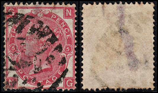 3774 GB 3d Deep rose red 1867. SG102. Spec J30. "NG". Plate 5. Filler. c£70