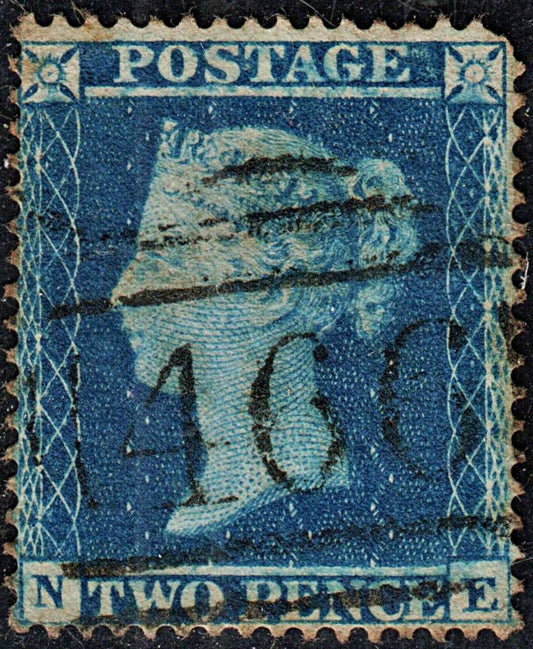 3783 GB 2d Dark blue 1858. SG36a Mi11IIA. Spec F8c. "NE". Plate 6. Re-Entry. Fine. c£550