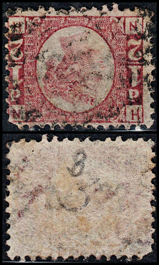 3789 GB ½d Rose 1870. SG49 Sc58 Mi36. G4c. Inverted Watermark. Plate 8. "NH". Fine. c£600