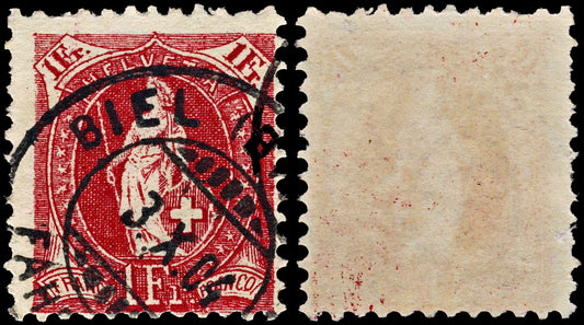 3861 Switzerland SG152B 1f Carmine. P11½x12. 1903. Mi 63YD Sc# 87a Zum 71E. c£50