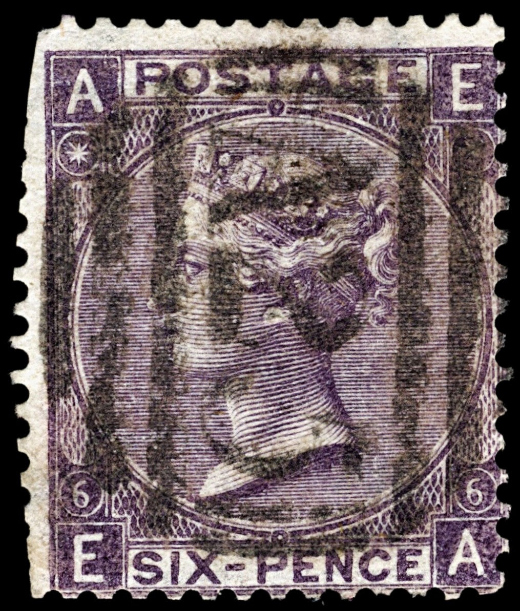 4068 GB SG97 6d Mauve. A25 MALTA Postmark. 1865. Sc#45 Mi25b Perf Faults. C£250