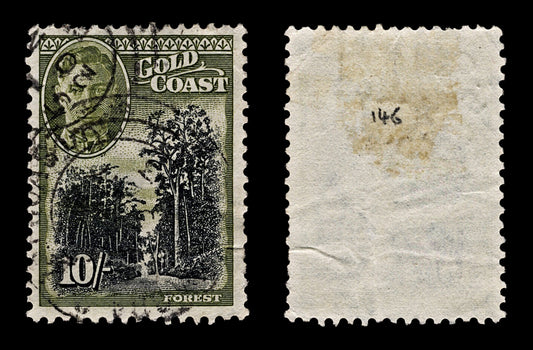 4081 Gold Coast SG146 10s Black & Sage-Green. 1948. Sc#141 Mi131 Average Used. C£17