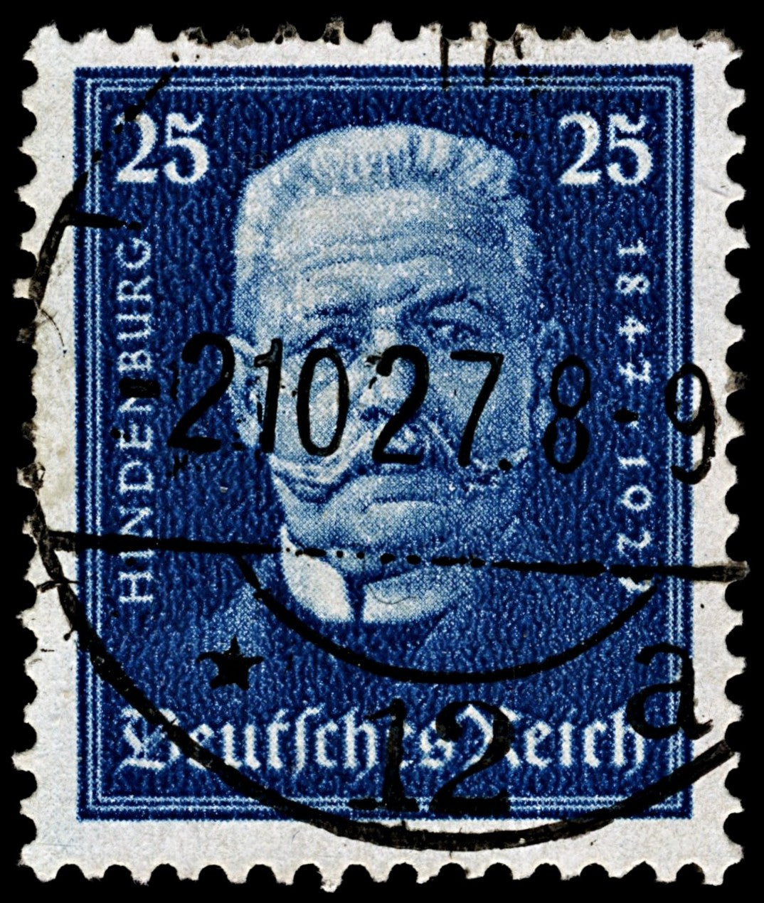 4085 Germany SG419 25pf Dark Blue. 1927. Sc#B21 Mi405 Fine Used. C£35