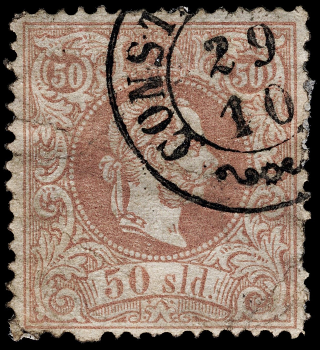 4102 Turkey - Austrian Post Offices SG7a 50 sld Light Brown. 1867. Sc#7 Mi7IA Good Used. C£85