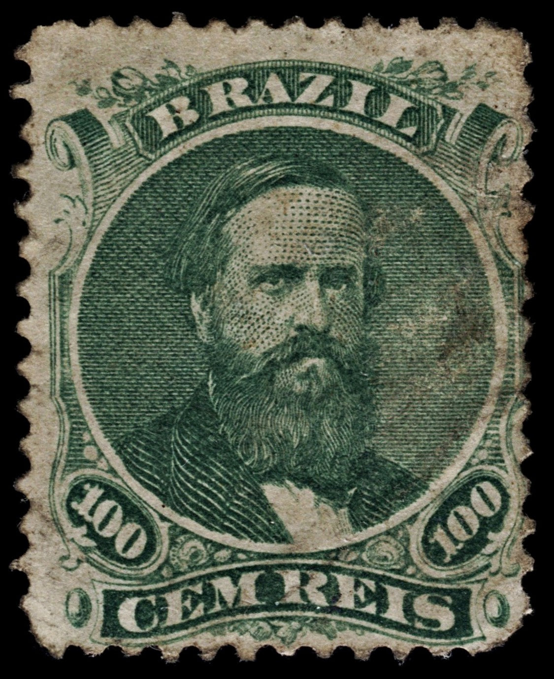 4110 Brazil SG47a 100r Green. 1866. Sc#58 Type II Mi27 Average MNG Mint. C£75