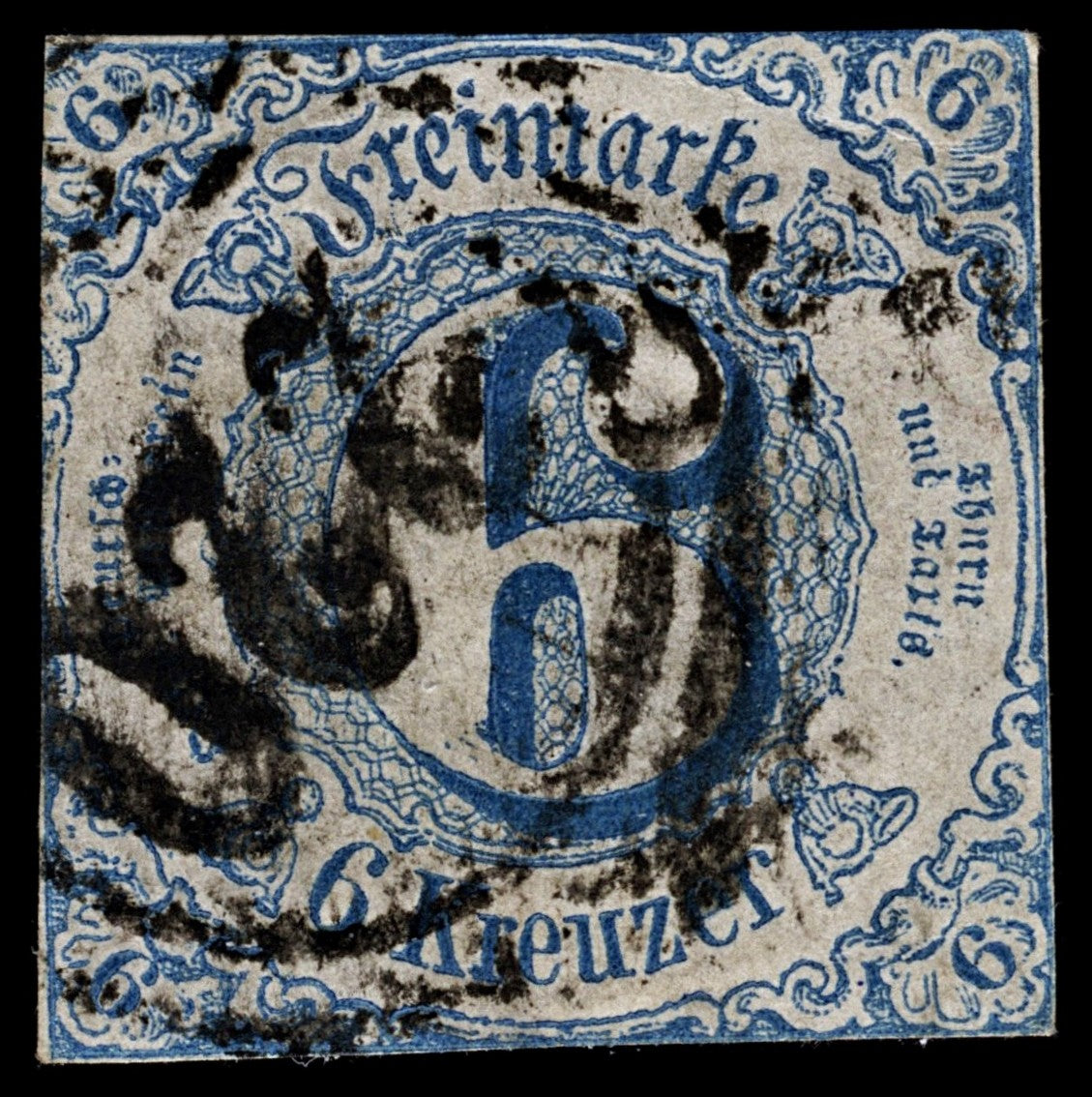 4111 Thurn and Taxis SG70 6 Kreuzer Light Blue. 1862. Sc#54 Mi33IA Fine Used. C£35