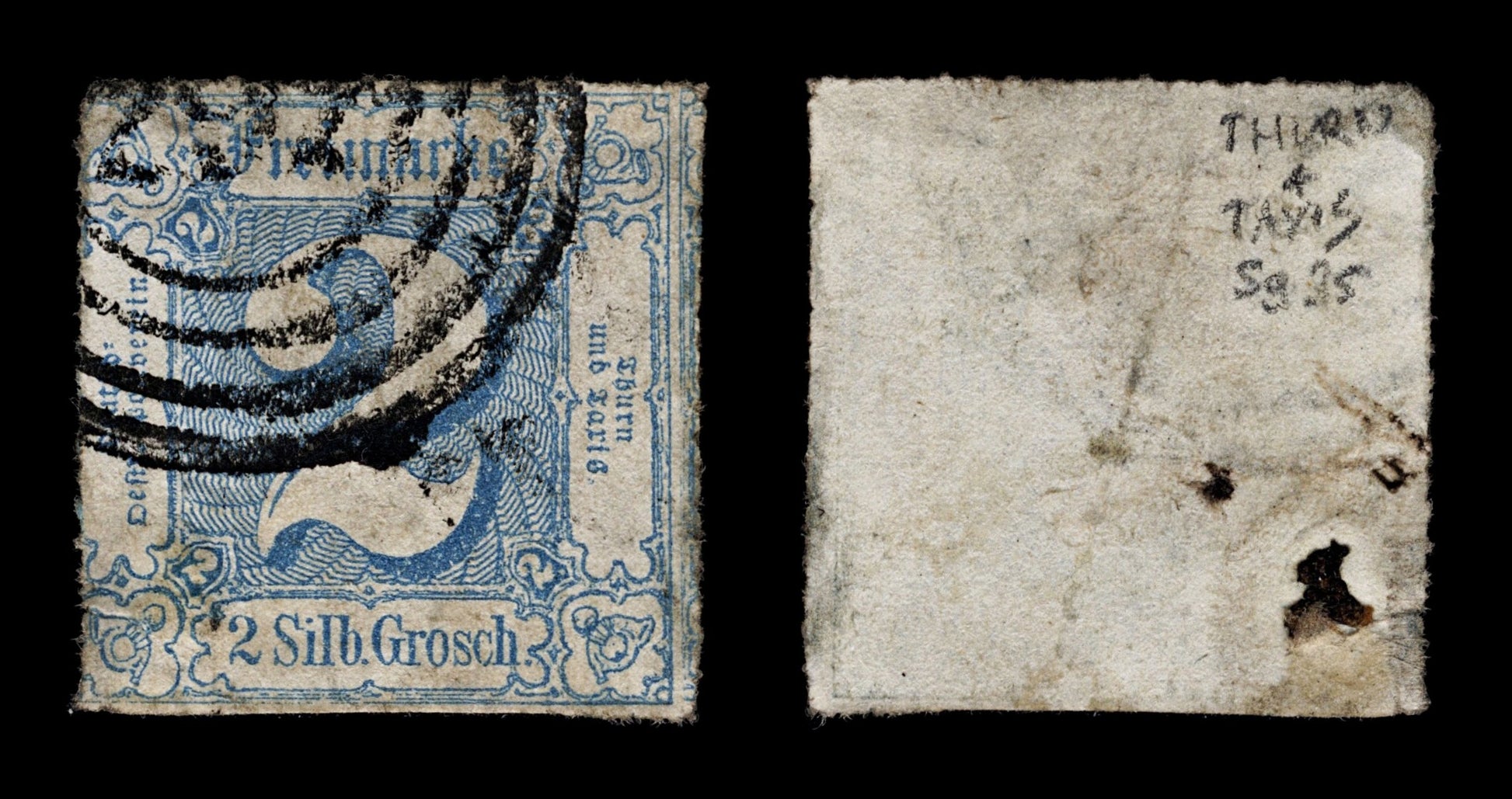 4116 Thurn and Taxis SG35 2 Grosch Blue. 1865. Sc#25 Mi39 Fine Used. C£80