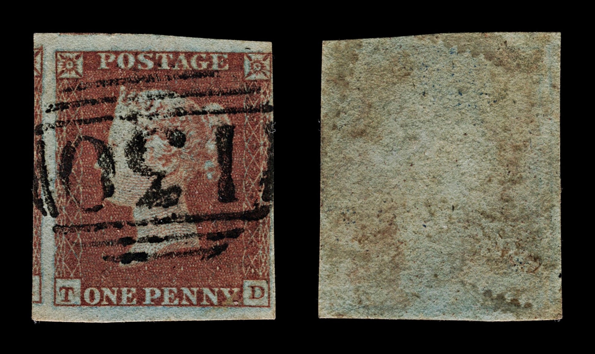 4164 GB SG8 1d Red. 3 Margins. Plate 120. "TD". 1841. Sc#3 Mi3 Fine Used. C£42