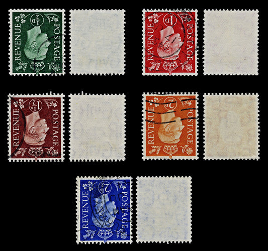 4543 GB SG462wi Inverted Watermark Set of 5. 1937. Mi198Z Used. C£125