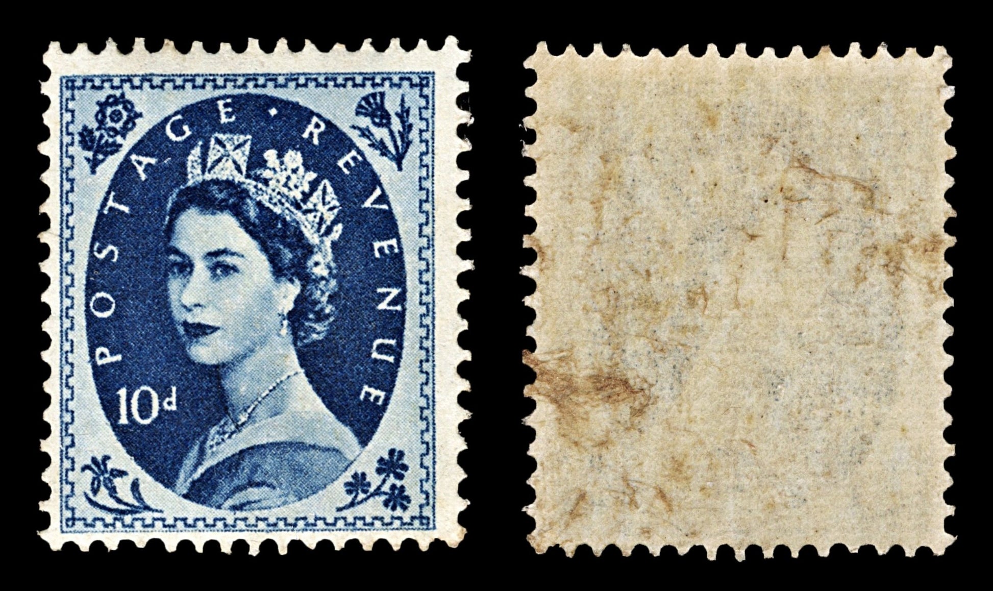 3985 GB SG329 10d Prussian Blue. 1955. MM Mint. Sc329 Mi294xX. c£20