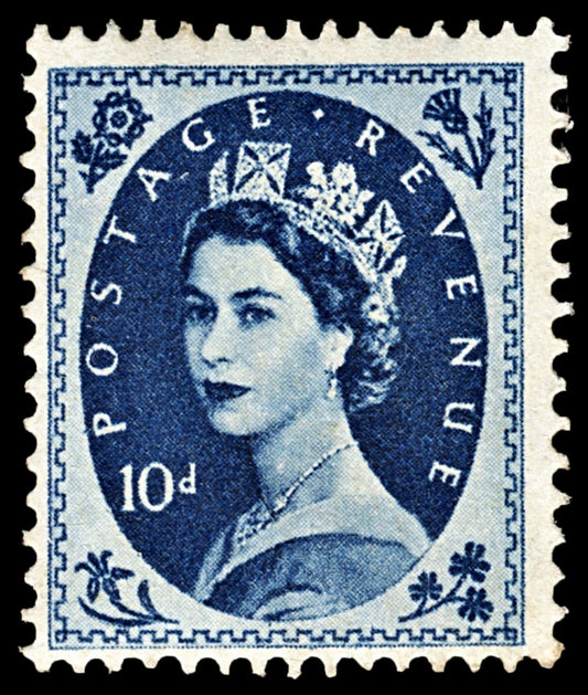 3985 GB SG329 10d Prussian Blue. 1955. MM Mint. Sc329 Mi294xX. c£20