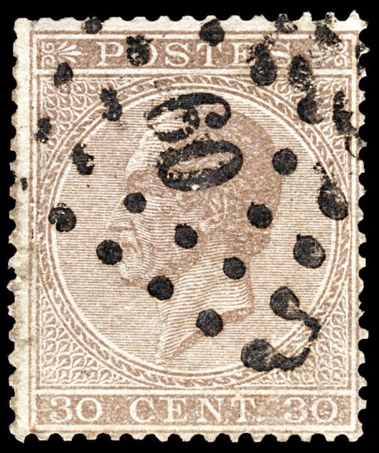 3989 Belgium SG31 30c Brown 1865. Mi16A Good Used. C£20