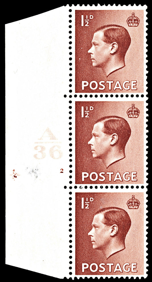 3992 GB SG459 1½d Brown. Control Block A36 Cyl 2 No Dot. Abnormal 13394. Sc#232 Mi195X MNH Mint. C£80