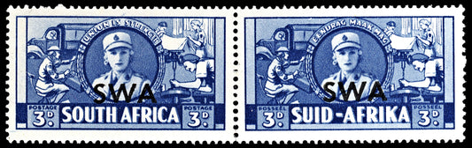 4011 South-West Africa SGSW 117 3d Blue. Bilingual Pair 1941. Sc#SW 139 MiSW 222/223 MNH Mint. C£24